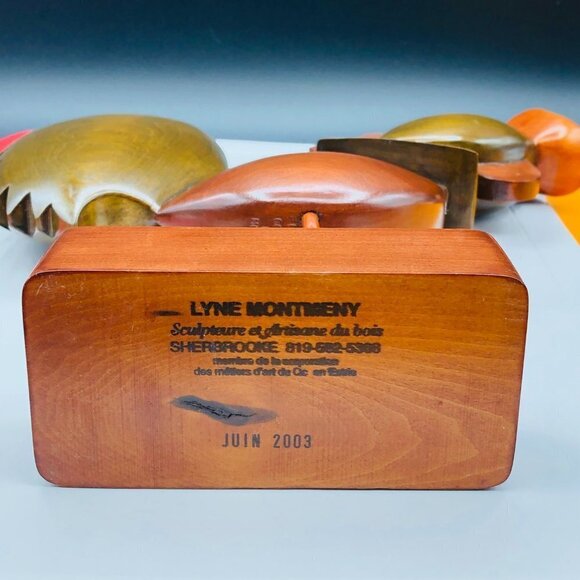 Rooster Wood Original Art Sculpture Artist Lyne Montmeny 2003 Modern Farmhouse - Picture 11 of 13